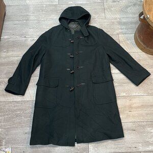 VTG Gloverall Duffle Coat Morris Horn Toggles Wool very dark green L